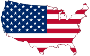 USA flag in outline of the 48 States.